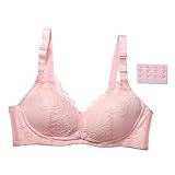 bestjpshop コットン 通気性 ピンク レース リムなし 前ボタン 妊娠 授乳 産後 ブラジャー