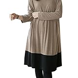 【118051036】授乳口付きバイカラーマタニティシンプルワンピースチュニック ベージュ