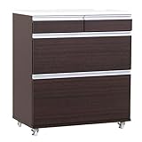 arne キャスター付きレンジ台 RD-0083 （ダークブラウン）