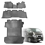 BIGKON フロアマット+トランクマット 適合対応ニッサン NV350 キャラバン E26系専用 2012年6月~現行 日産 NV350 キャラバン E26系専用に最適化されたカスタム3D設計 TPE素材 防水 滑り防止 耐汚れ 全天候仕様 ブラック 5Pセット