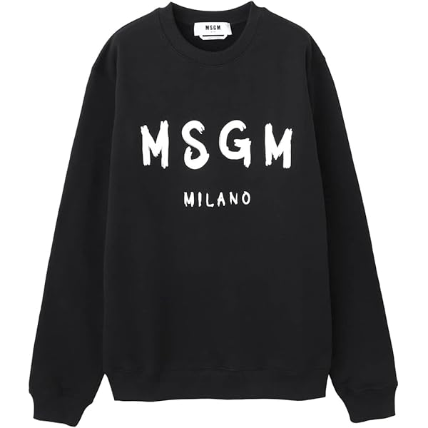 MSGM ブラック クルーネックスウェット MSGM エムエスジーエム トレーナー スウェット メンズ スクープ