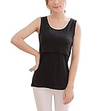Spinas(スピナス) 授乳服 トップス タンクトップ シンプル 無地 ルームウェア 産後 用 インナー 長め丈 産後用 授乳口 クロスオープン 4カラー （ブラック、XL）