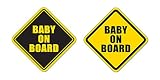 Baby on Board ( Pack of 2 ) Square Shape 4 " x4 "バンパーステッカーデカール 12" x 8"