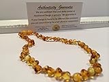 Healing Baltic Amber Teething Necklace 12.5 inch for Babies Boy Girl (Unisex) (Honey) - Baby Infant 