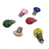 Kissteether 20pcs 天然木混色赤ちゃんのおしゃぶりアンティーク木材クリップミニストラップクランプ選択ラウンドシリカ歯をクランプし、フラット (20pcs)