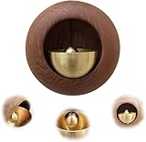 【tr nd】Japanese Style Dopamine Door Bell,Dopamine Creative Magnetic Doorbell,Round Wooden Magnetic Shopkeepers Bell (Black Walnut)