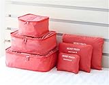 レンジケース トラベルポーチ 6点セット出張 便利グッズ トラベルケー 旅行用収納バッグ　収納ポーチ 衣類整 (F)