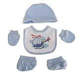 (ナーサリー・タイム) Nursery Time 赤ちゃん・ベビー用 ベビー服 4点 ギフトセット 男の子 (ワンサイズ) (スカイブルー)