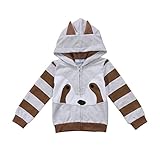 Happyハッピー耳　子供服　女の子　男の子　フード付き　長袖　パーカー　ファスナー　秋　薄手　ジャケット　コート　かわいい　キツネ柄　クマ柄 (90, グレー)