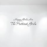 Happy Girls Are the Prettiest Audrey Hepburn Wall Decal Quote #1224 (9" High X 28" Wide) (Pink) [並行輸
