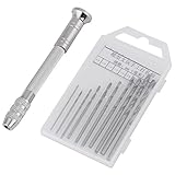 【10本セット 収納ケース付き】ピンバイス ハンドドリル 小型 ハンド ドリル ステンレスピンバイス 穴あけドリル 穴あけツール DIY工具 手動ドリル 精密 木工 電源不要 騒音なし シルバー