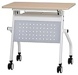 会議テーブル 跳ね上げ式 W750×D450×H720 幕板付き　スタックテーブル　GD-634M (天板ナチュラル×幕板シルバー)