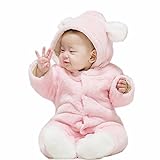 ベビーロンパース クマ 着ぐるみ カバーオール ベビー 防寒着 ボア モコモコ 前開き コスチューム フード付き 新生児 コットン (ウサギ, 90)