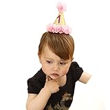 Muzi 赤ちゃん 王女 ティアラ クラウン 子供たち 1位 最初 お誕生日 ピンク 花 円錐 帽子 ヘッドバンド