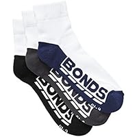 Bonds Men's Cotton Blend Logo Quarter Crew Sport Socks (3 pack)