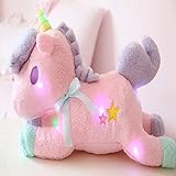 JEWH 発光LEDライト ユニコーン ぬいぐるみ ソフトフラッシング 動物のぬいぐるみ ユニコニオ人形 子供の誕生日ギフト ピンク