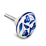 ブルーホワイト花引き出しノブ1.5 "直径