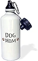 3dRose "Dog Momの文字と犬の足跡2つ - 女性のペットオーナーと犬好きのママ用" スポーツウォーターボトル 21オンス ホワイト