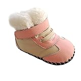 幼児ベビーボーイズ、ガールズ本革Plush暖かい雪ブーツ最初Walkers靴6 – 24ヶ月 カラー: ピンク