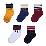 Feidoog　子供のソックス　靴下　キッズソックス　ボーダー柄　綿　 男の子 女の子 　可愛い 　カラフル　5足　セット　6-8歳（16-18cm）　