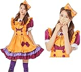 K.C&Ace ハロウィン コスプレ メイド メイド服 【ハロウィンマスク・ストッキング付き7点セット】 衣装 かぼちゃ レディース 大きいサイズ コスチューム 仮装 フリーサイズ