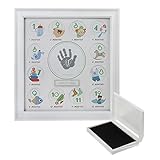 ベビーフレーム フォトフレーム 写真 手形 足形 手作り 赤ちゃん 誕生日プレゼント 無毒 安心 安全 ウッド 防湿性 ガラス 0ヶ月～12ヶ月 12ヶ月 記念品 置き掛け兼用 12枚