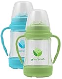 Green Sprouts 4 Ounce Glass Sip 'n Straw Cup, 2 Pack, Aqua/Green by green sprouts