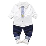 YY-Natuhi ベビー服 子供服 男の子 シャツ 長ズボン 上下二点セット 長袖 カジュアル トレーナー デニムパンツ セットアップ キッズ服 秋冬 新生児 ボーイズ 笑顔 かわいい (80cm,