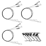 Augsion ピクチャーレール ワイヤーロープスリング 自工場 品質 ステンレス レール ワイヤー フック 自在金具付 吊り下げ金具 自在金具付 額縁 絵画 壁掛け 展示 用 シルバー (1.5m ワイヤー6本 セット フック各1個 付属)