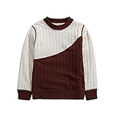 PANCY 子供服 秋冬 防寒綿服 長袖シャツ トレーニングウェア 裏起毛 男の子 女の子(100cm,ブラウン+グレー)