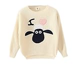 (ビグッド)Bigood 可愛い 子供 長袖 ニット セーター キッズ服 女の子 カットソー トップス 男の子 プルオーバー シャツ カジュアル 秋冬 カーディガン 丸首 羊柄 11 オフホワイト