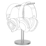 Geekria ヘッドホンスタンド アルミニウム合金 デュアル オーバーイヤー ヘッドホン、ゲームヘッドセット用の ホルダー, デスクディスプレイハンガー 頑丈なヘビーベース ボーズ Bose, ビーツバイドクタードレ Beats, オーディオテクニカ ATH, グアンドオルフセン B&Oと互換性 （グレー）