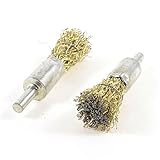 uxcell 軸付砥石　研削ブラシ　研磨ツール ゴールドトーンの鋼線　シルバートーンのシャンク　鋼　金属　研磨研削加工　61g重量