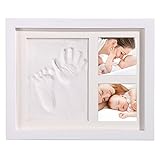 手形 赤ちゃんの手形 足形 改良版 木製フレーム 写真立て ベビー記念品 安全な非毒性粘土 出産祝いの用品 卓上/壁掛両用