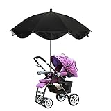 Seacan ベビーカー傘 ベビーカー用パラソル バギー 日傘 スタンド付け 傘立て付け UVカット 晴雨兼用 日差し 乳母車 お出かけ 紫外線に抵抗 360度 角度調節可 便利グッズ (ブラック)