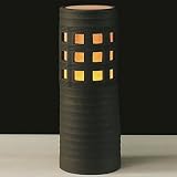 信楽焼　信楽BEST SELECTION　陶照明・黒格子あかり・防水ライト付（全高57cm×全幅20cm）