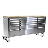 ステンレス ツールキャビネット 総積載荷重約700kg 約幅1975×奥行487×高さ945mm 鍵付き キャスター ツールチェスト ツールワゴン 工具 収納 調理台 家具 サイドテーブル 作業台 キ