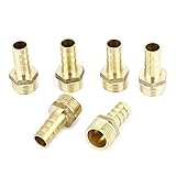 uxcell ホースパイプフィッティング　ブラス製　ゴールドトーン　16mm径 6個入り