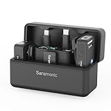 Saramonic Ultra 01 ワイヤレスマイク無線 ブラック ピンマイク クリップ式 瞬時接続 プラグ＆プレイ ノイズ軽減 360°集音 6時間連続使用 android/iphoneに対応 vlog撮影/動画配信/生放送等に対応 スマホ外付けマイク 軽量 室内/アウトドアType C Ligting 3.5ｍｍ TRS (2TX+1RX+充電ケース)