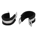 uxcell EPDMラバーライニングPクリップ ゴム 304ステンレス鋼 シルバートーン ブラック 18mm直径 2個入り