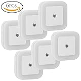 AIZESI 6PCS Plug-in LED Night Light Lamp with Dusk to Dawn Sensor Daylight (White 0.5W) [並行輸入品]