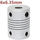 6Mm X 6.35Mm Aluminum Flexible Shaft Coupling Od19Mm X L25Mm (Usa)