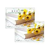 領収証 ２冊セット 花柄領収証 お教室や 飲食店に サークル 団体 (キバナコスモス 控え無し, B7 100枚綴り)