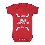 (フロソ) FLOSO 赤ちゃん・ベビー用 You Can Do This Dad(パパ、あなたなら出来る)プリント 半袖ボディースーツ ロンパース ベビー肌着 パジャマ (18-24ヶ月) (レッド