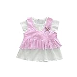 ベイビー服 ワンピース 夏女の子ドレス Pojour 1-6歳子供かわいいスカート2セット 綿 通気 ピンク(80cm)