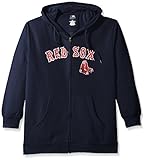 MLBボストンレッドソックスWomen 's Team Full Zip Fleece Hoodie with Distress Word Mark on Chest、2 x、ネイビー