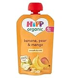 HiPP Organic Banana, Pear & Mango 4+ Months 100g (Pack of 2) - ヒップ有機バナナ、梨＆マンゴー4+ヶ月100グラム (Hipp) (x2)