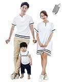 AIKOSHA ホワイト 男XL レディース ベビー キッズ メンズ Tシャツ ワンピース ペアルック ファミリー 夏 お揃い 親子 マリン