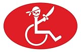 【全16色】車椅子マーク/車イス　サイン/カー ステッカー/Car/スカル/ドクロ/車用/シール/ Vinyl/Decal /バイナル/デカール/-3A (赤) [並行輸入品]