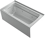 KOHLER K-1122-XHGLA-95 Archer 60-Inch x 32-Inch Alcove Whirlpool Bubble Massage Air Bath with Integr